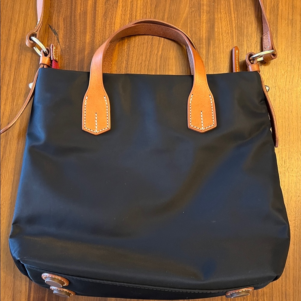 Dooney & Bourke Black Nylon Crossbody Bag with Tan Leather Accents - Picture 3 of 12